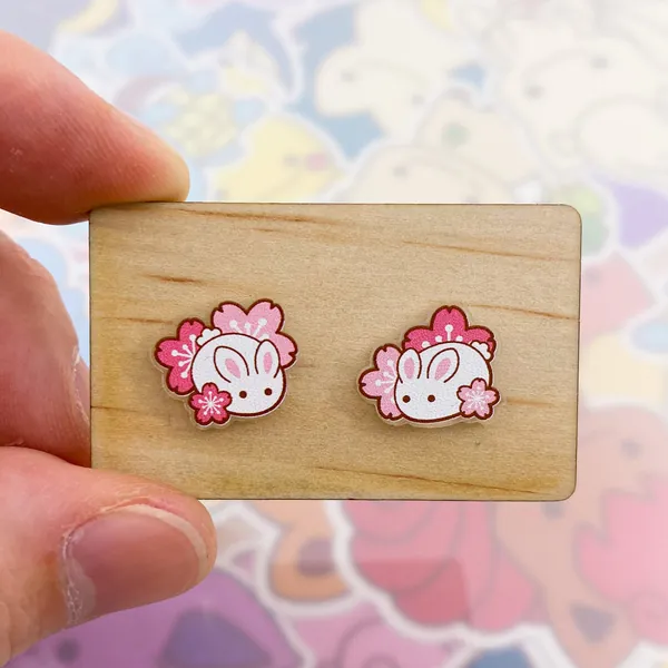 Sakura Mochi Bunny Stud Earrings