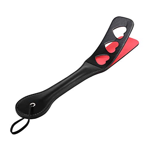 VENESUN Hearts Spanking Paddle for Adults, 12.8inch Faux Leather Slapper Paddle for Sex Play - Heart-black