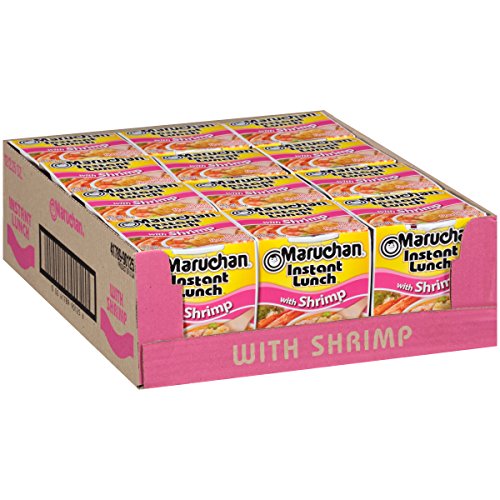 Maruchan Instant Lunch Shrimp, Ramen Noodle Soup, Microwaveable Meal, 2.25 Oz, 12 Count - 2.25 Ounce (Pack of 12) - Shrimp - Instant Lunch