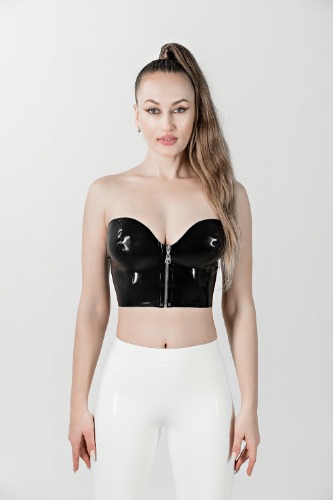 Latex top with front zipper | Milk / S