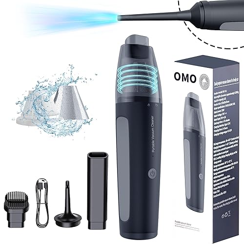 OMO Handheld Vacuum, 13000PA Portable Cordless Car Vacuum Cleaner, Suction and Blow 2 in 1 Dust Removal Vacuum Cleaner for Car, Home, Office,Pet. Black - Matte Black