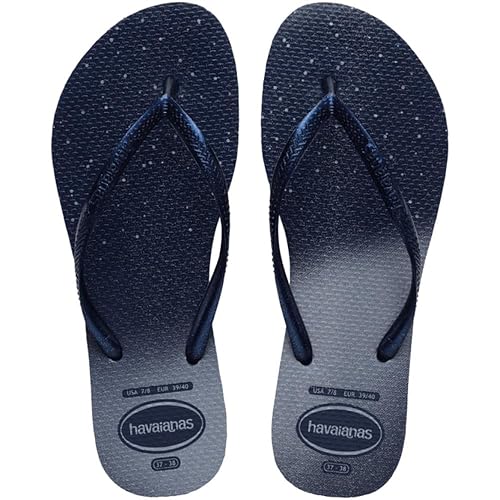 Havaianas - Slim Gloss, Stylische, Robuste und Vielseitige Badelatschen für Frauen mit einem Hauch von Glamour, Rutschfeste Sohlen - 37/38 EU - Navy Blue Navy Blue