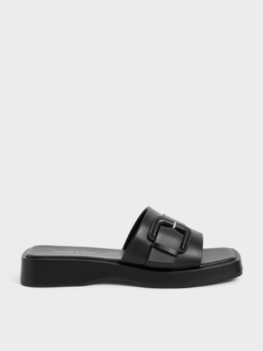 Black Buckled Platform Sandals | CHARLES & KEITH