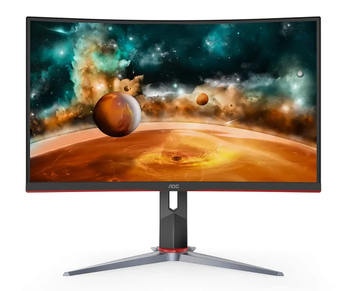 AOC CQ27G2 27" Super Curved Frameless Gaming Monitor QHD 2K, 1500R Curved VA, 1ms, 144Hz, FreeSync, Height adjustable, 3-Yr Zero Dead Pixel - 27 in 2K QHD Curved 144Hz 1ms Monitor