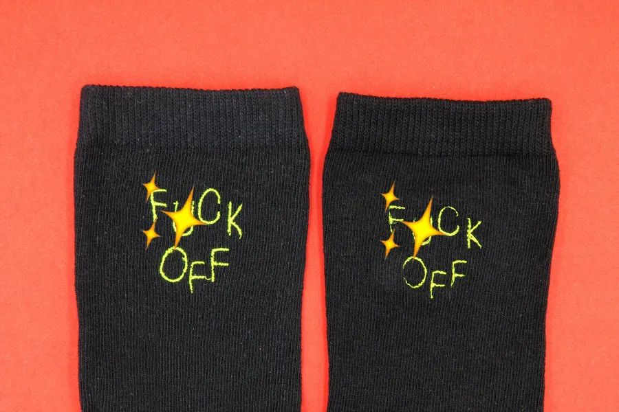 F*ck *ff embroidered socks / Chaussettes brodées F*ck *ff
