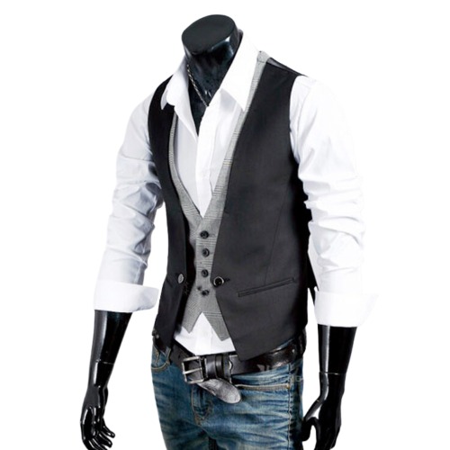 Mens Daul Layer Vest - Black / S