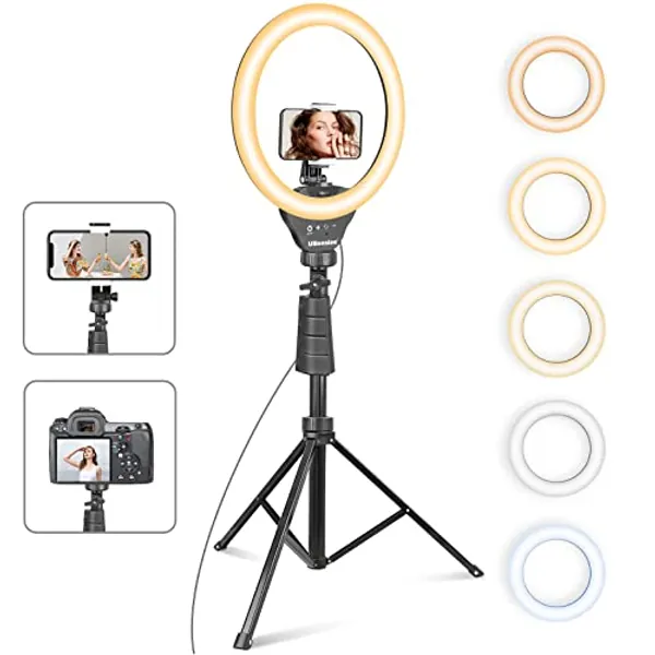 UBeesize 12'' Selfie Ring Light with 62’’ Tripod Stand for Video Recording, Live Streaming(YouTube, Instagram, TIK Tok), Compatible with Phones, Cameras and Webcams