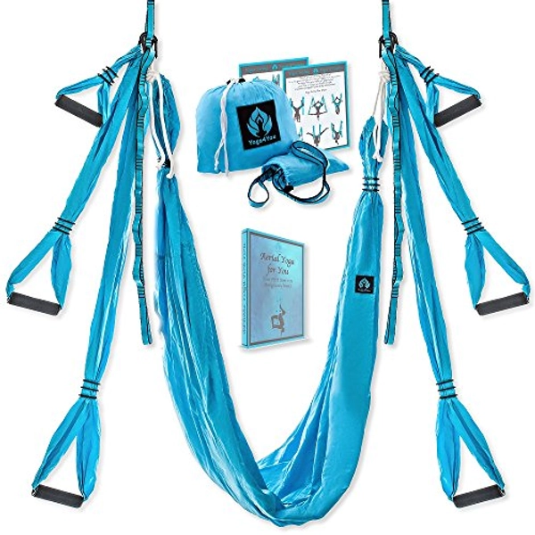 Yoga4You Aerial Yoga Swing Set - Yoga Hammock Hanging Swing - Aerial Sling Inversion Fly Kit - Acro Yoga Inversion Tool - Antigravity Yoga Sling - Suspension Trapeze