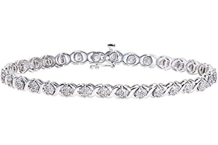 Naava Women's 1 ct Diamond Prong Setting 9 ct White Gold Bracelet