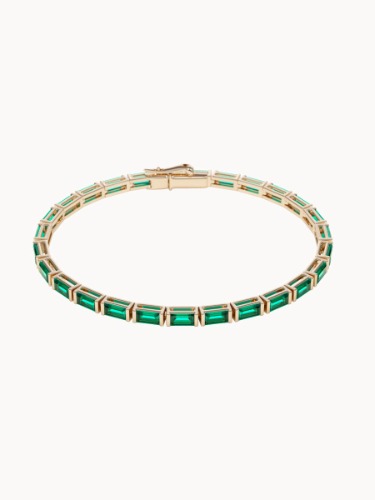 Emerald Baguette Cut Tennis Bracelet - 16cm