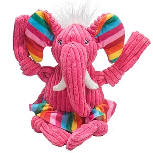 HuggleHounds Rainbow Elephant Knottie Toy for Dogs