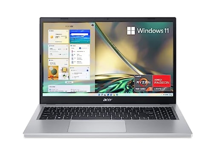 Acer Aspire 3 A315-24P-R7VH Slim Laptop | 15.6" Full HD IPS Display | AMD Ryzen 3 7320U Quad-Core Processor | AMD Radeon Graphics | 8GB LPDDR5 | 128GB NVMe SSD | Wi-Fi 6 | Windows 11 Home in S Mode - 2023 model - 15.6-inch