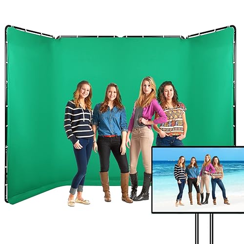 GSKAIWEN 7.87ft x 13.12ft Portable Large Chromakey Green Screen Backdrop with Stand Photography Background Support System for Photo Studio Video Shooting, Live Streaming, Parties, Keying, Stage - GREEN SCREEN