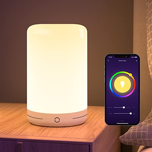 LB3 Smart Lamp, LED Bedside Touch Lamps Compatible with Alexa and Google Home, App Go_sund Control, RGB Color Changing Dimmable & Warm White Night Light for Bedroom, USB Powered - Modern