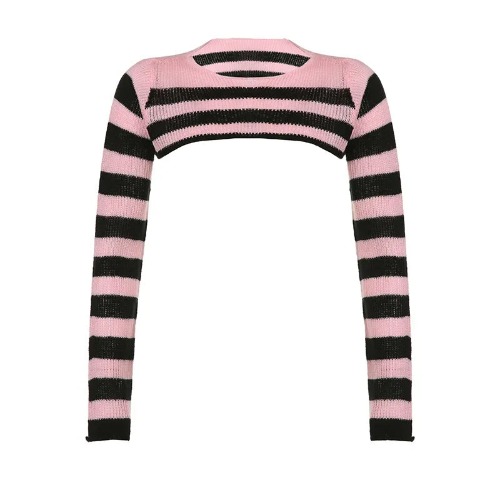 'Name' Pink And Black Kawaii Pullover Knitted Top - Pink / M