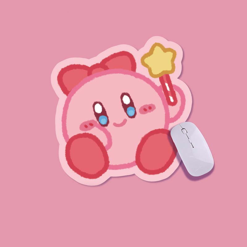 Kawaii Kirby Mouse Pads with Non-Slip Base - Pink