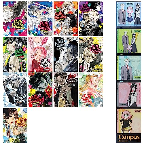 Hell's Paradise: Jigokuraku Complete Vol. 1-13 Collection 13 Book Bundle Set by Yuji Kaku Plus 5 Kokuyo Campus Notebooks of Spy x Family Limited Edition