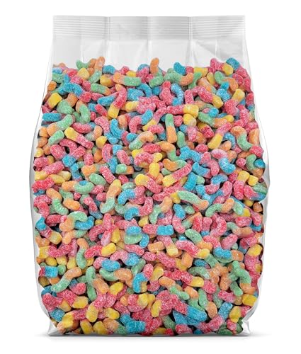 Mini Sour Brite Crawlers Gummy Candy - 5lb Bulk Sour Gummy Worms - Mini Sweet and Sour Candy - Mini Sour Worms - Bulk Candy Bag