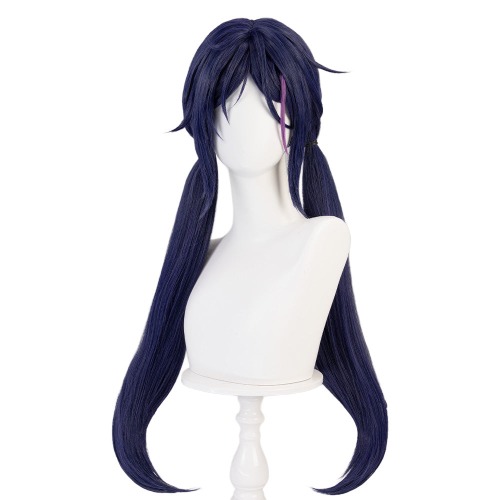 DokiDoki Game MiSide Cosplay Mita Wig Long Curly Dark Purple Hair Twin Ponytails | Wig Only-Ready For Ship