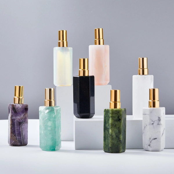 Gemstone Perfume Bottle Rose Quartz Crystals Women Perfume Bottle High Quality Amethyst Reiki Healing Natural Stones