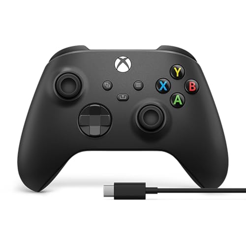 Xbox Core Wireless Gaming Controller + USB-C® Cable – Carbon Black – Xbox Series X|S, Xbox One, Windows PC, Android, and iOS - Controller - Carbon Black + USB-C Cable