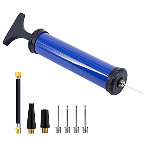 TONUNI Portable Air Pump,Ball Pump Inflator Kit with Needle,Nozzle, Extension Hose for Soccer Basketball Football Volleyball Water Polo Rugby Exercise Sports Ball Balloon Swim Inflatables(Blue)