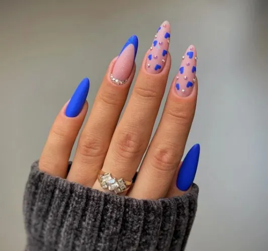 Matte Texture Blue Diamond / luxury nails / handmade press on nails / casual nails / faux nails / salon quality nails at home