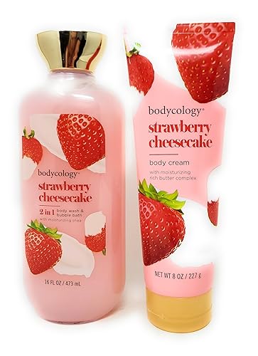 Generic Strawberry Cheesecake 2-in-1 Body Wash & Bubble Bath 16 fl oz & Strawberry Cheesecake Body Cream 8 oz (Pack of 2)
