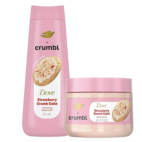 Dove Moisturizing Strawberry Crumb Cake Body Wash & Scrub Combo, 20oz Wash + 15oz Scrub, Limited Edition, Paraben & Sulfate Free, For Body, Improves Skin Texture, Moisturizes - Strawberry Crumb Cake Body Wash + Scrub
