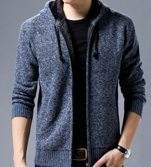 Mens Zipped Up Hooded Jacket in Blue - Blue / M