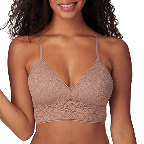 Maidenform Pure Comfort Lace Bralette, Our Best Longline Racerback Bra, Stretch Longline Demi Bralette - Small - Iced Mocha