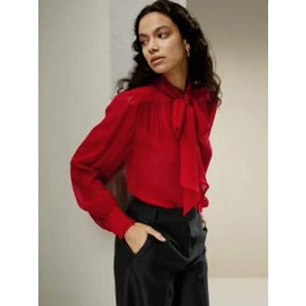 Bow Tie Silk Jasmine Blouse For Women
