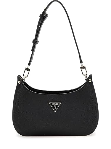 GUESS Damen Meridian Top Zip Shoulder Bag Umhängetasche, Mini-Reißverschluss Oben - Schwarz