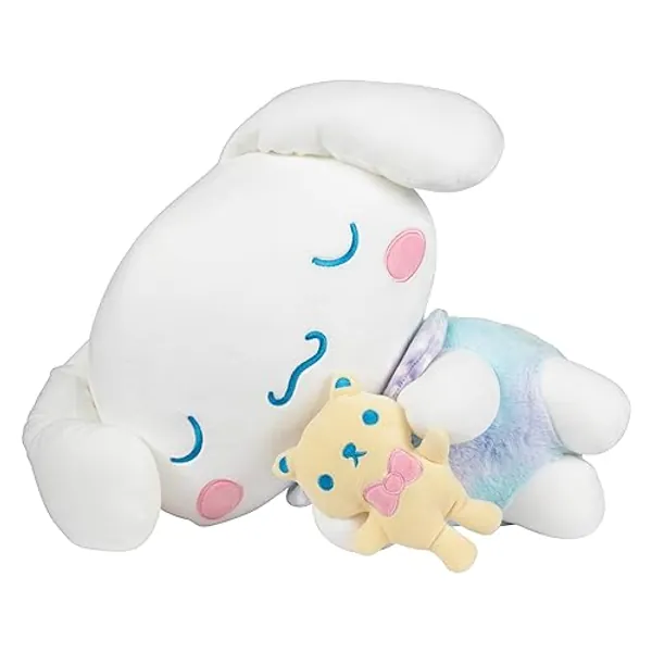 Hello Kitty and Friends, Cinnamoroll 18-inch Sleeping Plush with Bear Accessory - Officially Licensed Sanrio Product from Jazwares - 6+