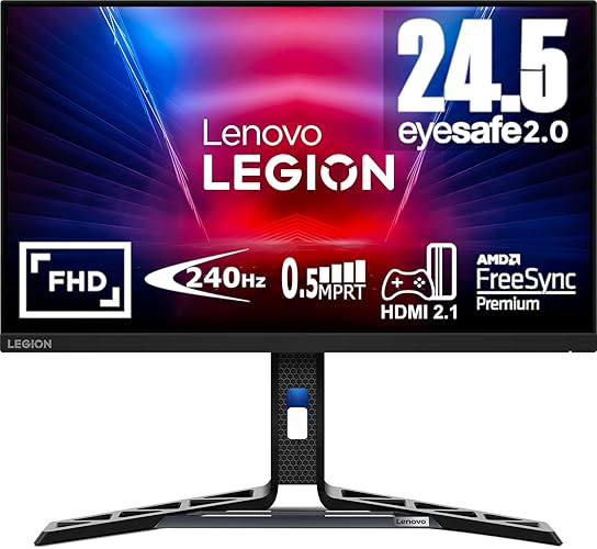 Lenovo Legion R25f-30 24 inch Gaming Monitor | FHD, 1080p, 240Hz, VA, 0.5ms, HDMI, DP | AMD Freesync Premium | PS5, Xbox, PC screen - 24.5 Inches - 1920 x 1080 Pixels - 25" FHD IPS 240hz
