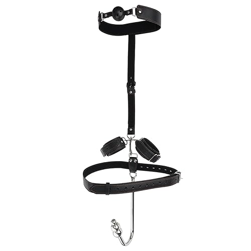 Anal Hook Sex Bondage BDSM Kit with Ball Gag Adjustable Handcuffs Adult Accessories Butt Plug Training Anal Sex Toy Anal Beads G-spot Stimulate Fetish Plug Masturbation Restraint for Women - 3 balls set