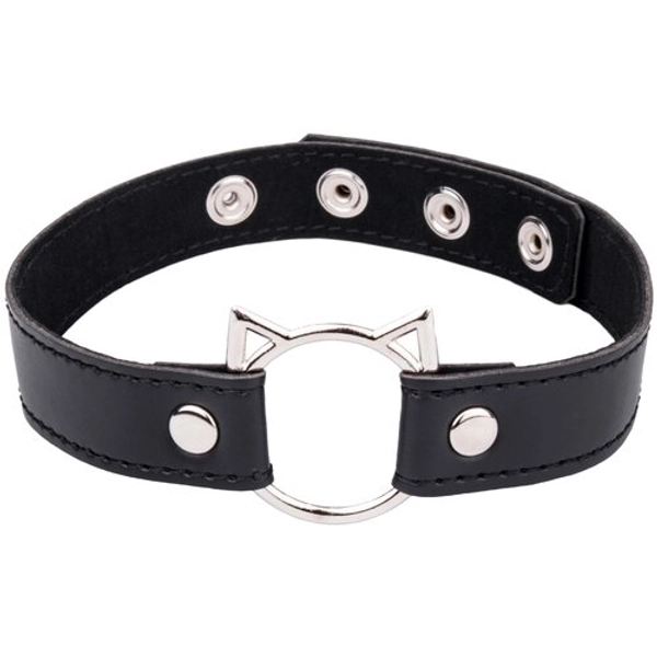 Bondara Naughty Kitty Faux Leather Cat O-Ring Collar