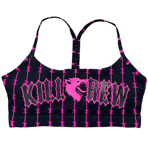 BARBWIRE SPORTS BRA - BLACK / PINK | S