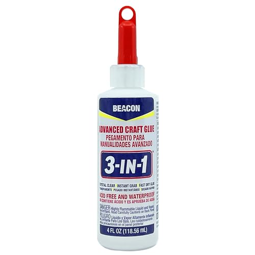BEACON 3-in-1 Advanced Craft Glue - Fast-Drying, Crystal Clear Adhesive for Wood, Ceramics, Fabrics, and More, 4-Ounce - 1