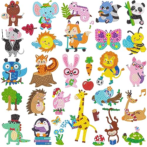 Labeol 5D Diamond Stickers Kits for Kids Boys and Girls Ages 6-8 10-12 Easy to DIY Creative Diamond Dotz Mosaic Sticker Craft by Numbers Kits for Kids and Adult Beginners (Cute Animals) - Cute Animals
