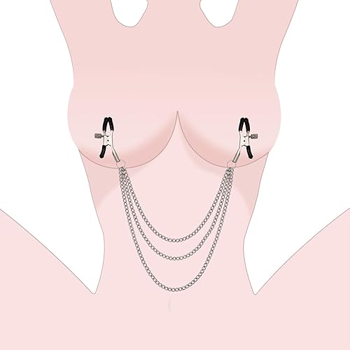 BDSM Nipple Toys Nipple Clamps with Chains, Sex Restraints Adult Sex Toys for Men Sexual Pleasure Tools for Women, Kink Fetish Accessories Sex Furniture for Bedroom, Nipple Stimulator Clip Sex Games