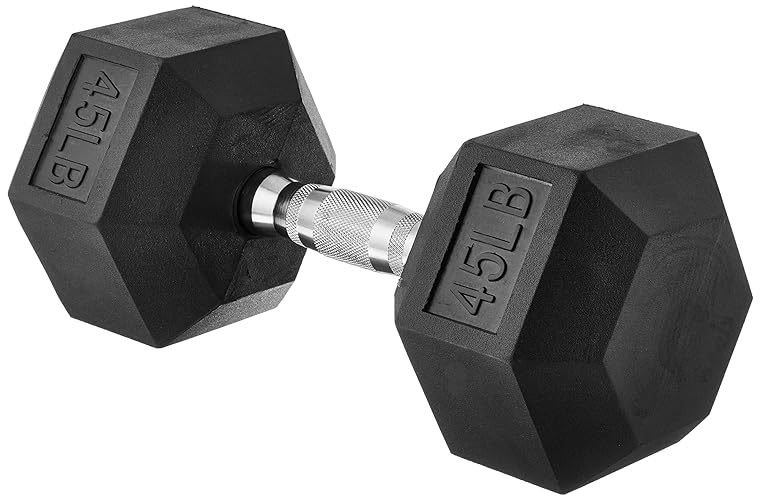 Amazon Basics Rubber Hex Dumbbell Hand Weight - 45 Pounds