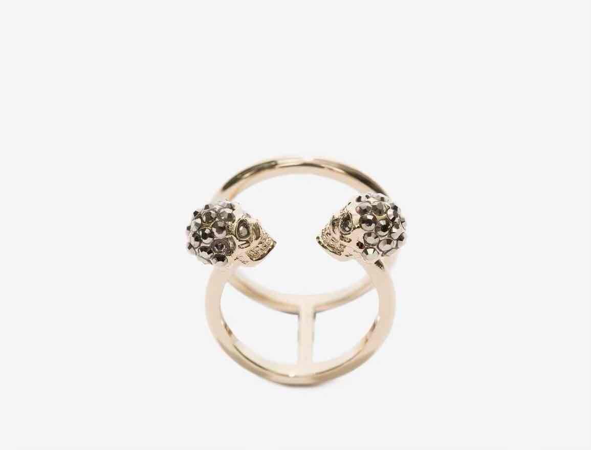Alexander McQueen Twin Skull Double Ring