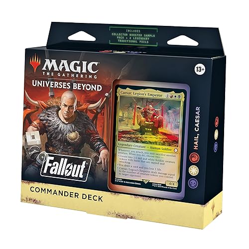 Magic: The Gathering Fallout Commander Deck - Hail, Caesar (100-Card Deck, 2-Card Collector Booster Sample Pack + Accessories) - Black-White-Red