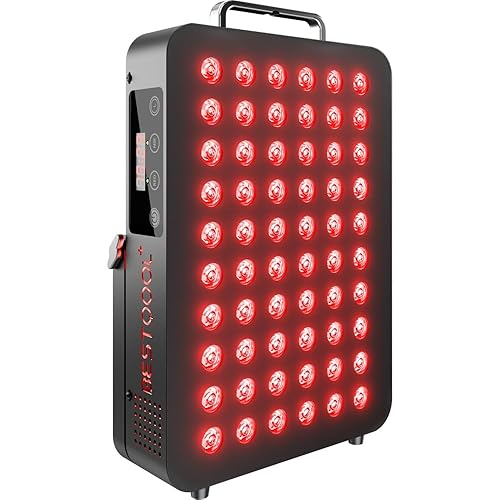 Bestqool Red Light Therapy, Dual Chip Clinical Grade LED Device with Near-Infrared Light 660nm 850nm High Power Panel, Ideal for Body, Face, Recovery, Improve Sleep, Skin Health, 105W (Black 60) - Red Max