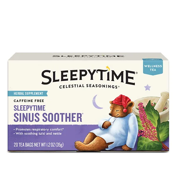 Celestial Seasonings Wellness Tea, Sleepytime Sinus Soother, Caffeine Free Sleep Tea, 20 Tea Bags (Pack of 6)