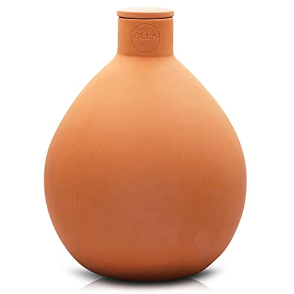The Olla Company | Olla Classic Large – Clay Watering Pot with lid | Terra Cotta Clay Irrigation Pots| Self Watering Ollas While on Vacation