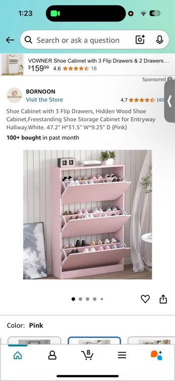 Shoe Cabinet with 3 Flip Drawers, Hidden Wood Shoe Cabinet,Freestanding Shoe Storage Cabinet for Entryway Hallway.White. 47.2" H*31.5" W*9.25" D (Pink) - Google Search