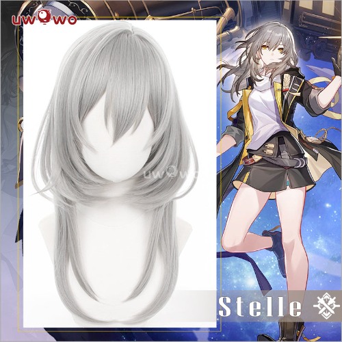 【Pre-sale】Uwowo Honkai Star Rail Stelle Female Trailblazer HSR Cosplay Wig Gray Heat Resistant Women Long Hair