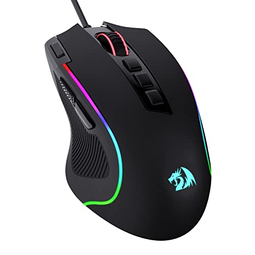 Redragon M612 Predator RGB Gaming Mouse, 8000 DPI Wired Optical Gamer Mouse with 11 Programmable Buttons & 5 Backlit Modes, Software Supports DIY Keybinds Rapid Fire Button - Black